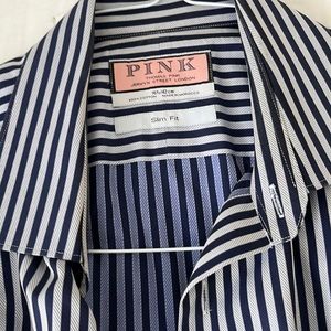 COPY - Navy blue and gray striped slim fit shirt in great condition.